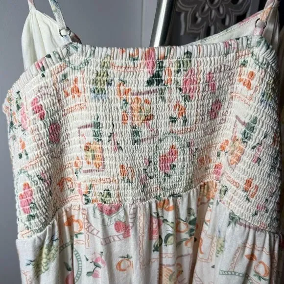 Cynthia Rowley Linen Blend Summertime Fruity Conversational Print Midi Dress - Picture 9 of 13